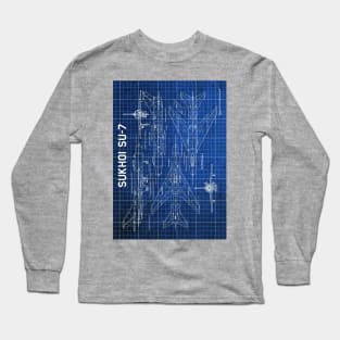 Blueprint of Sukhoi SU7 Long Sleeve T-Shirt